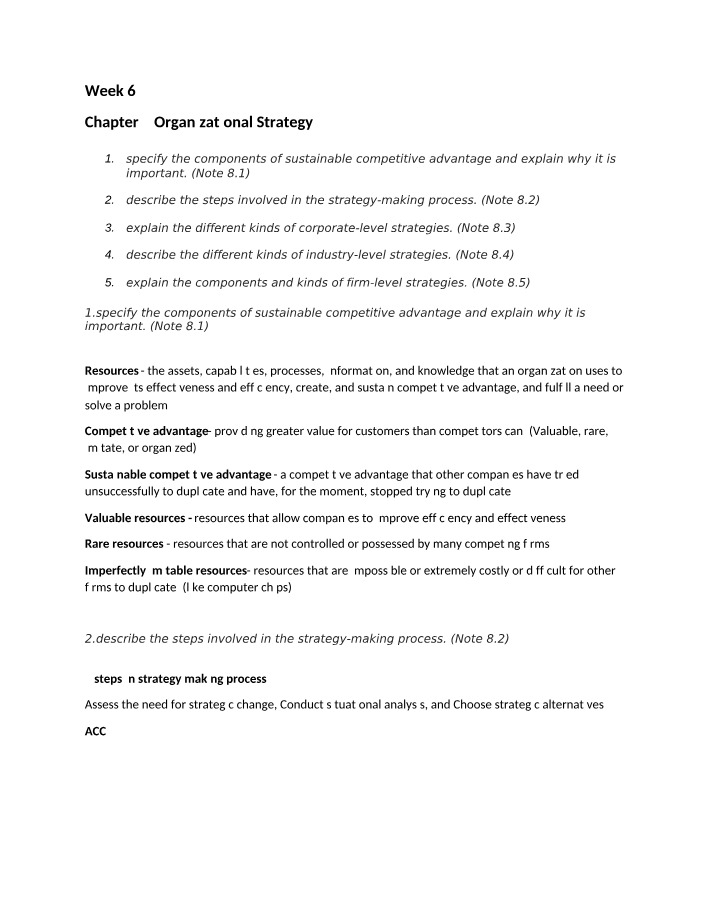 Week 6 Notes