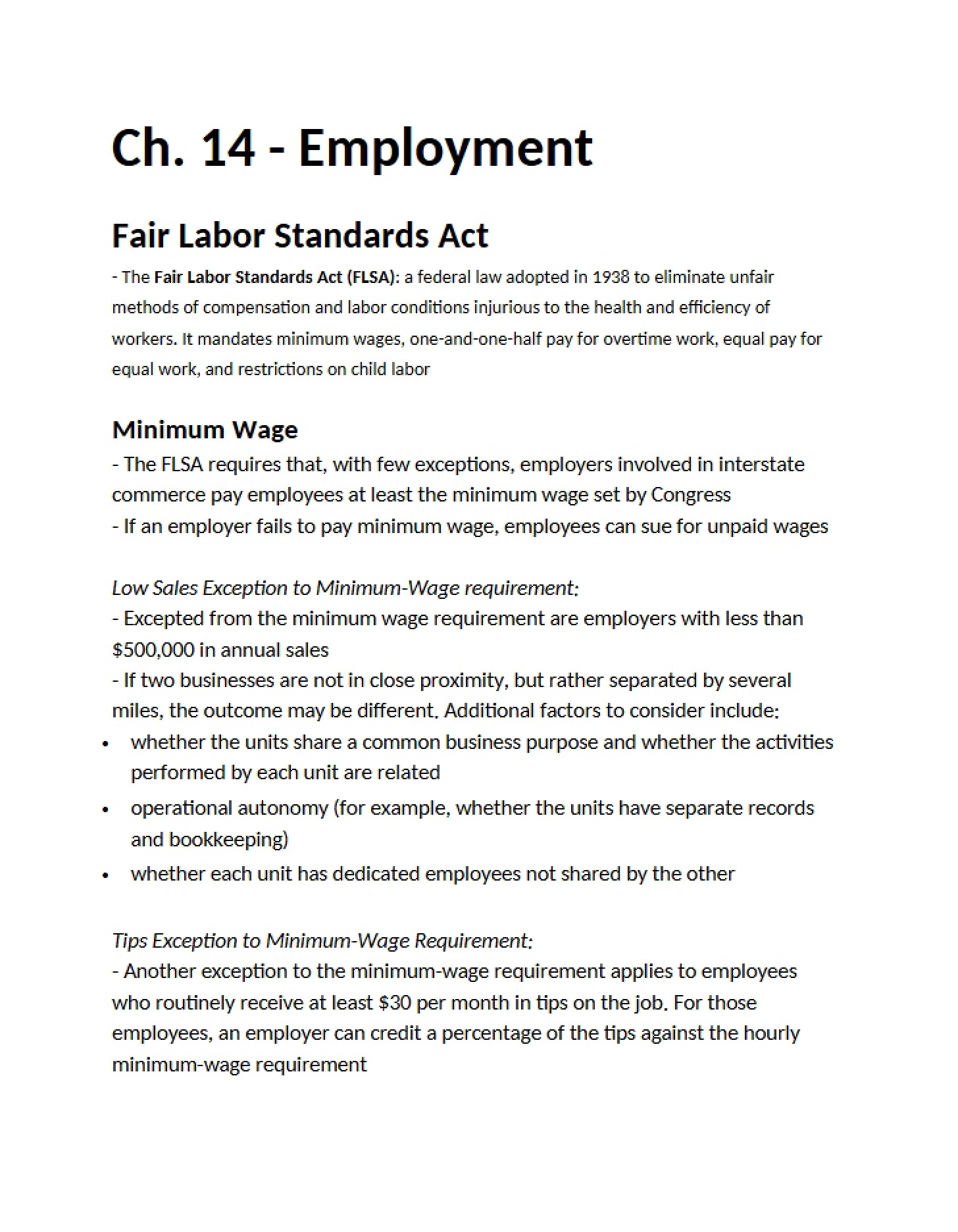 Regulations Regarding Employment