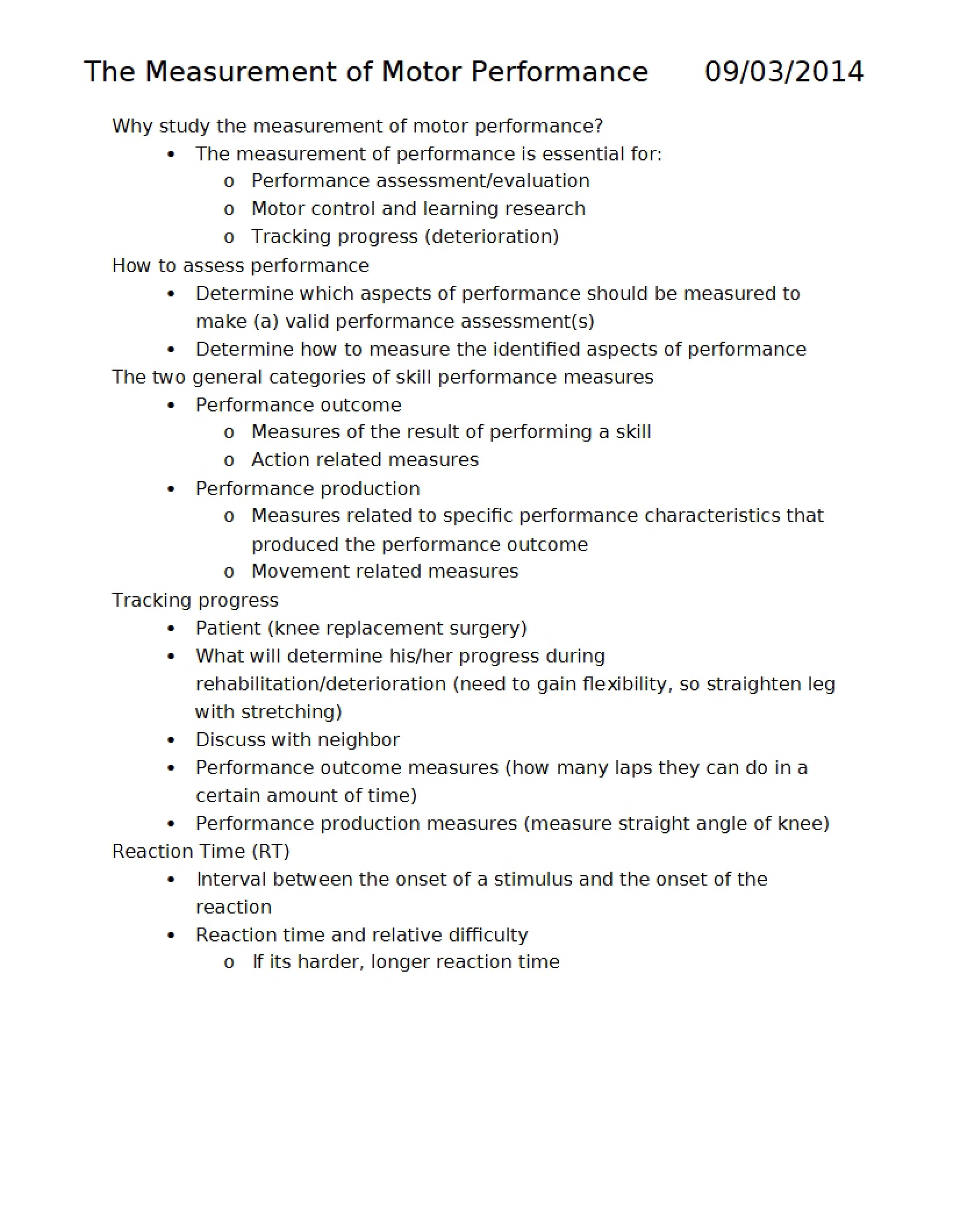 Motor Performance Measurement