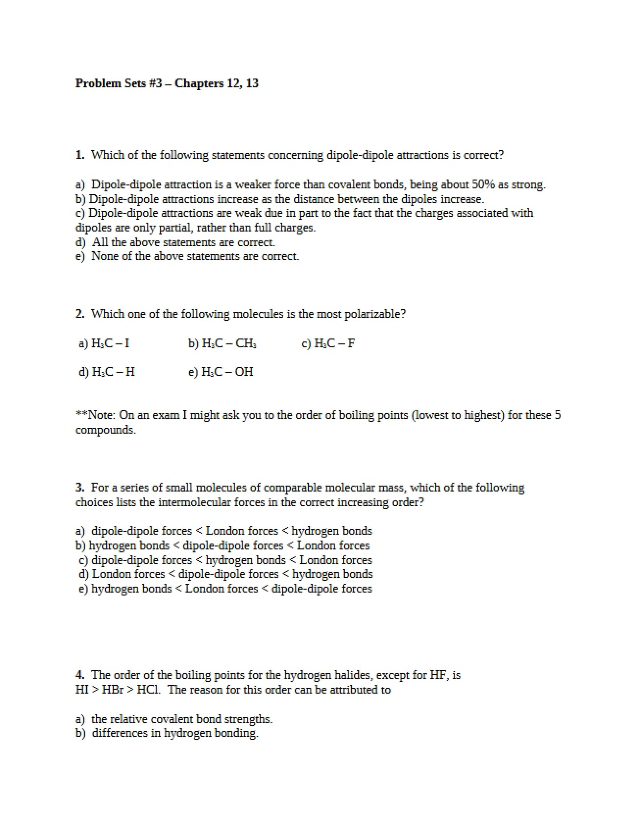Third Set of Problems