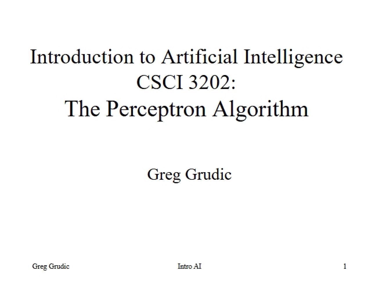 Overview of the Perceptron Algorithm