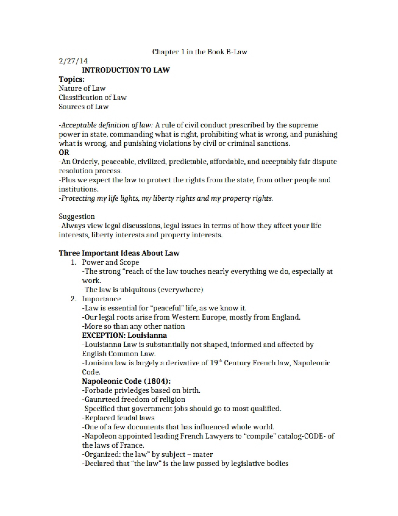 Legal Environment of Business Introduction to Law