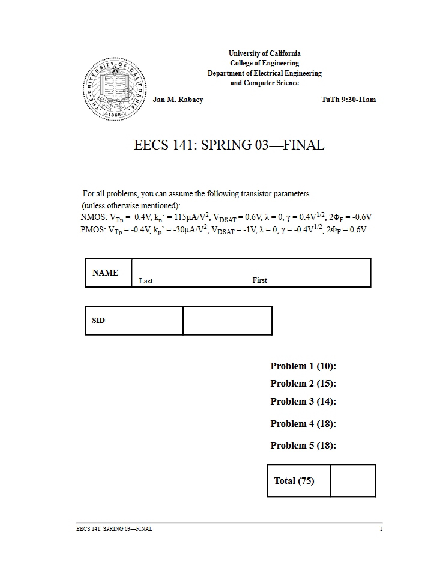 Final Exam