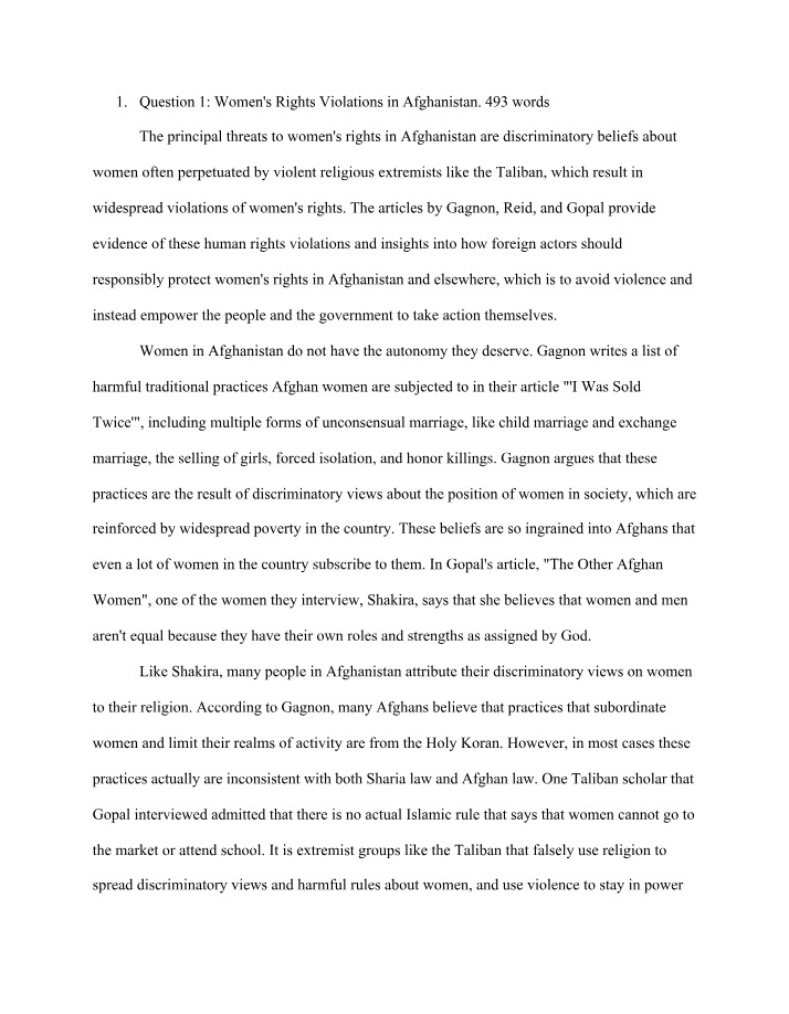 Women's Rights Violations in Afghanistan - Insights