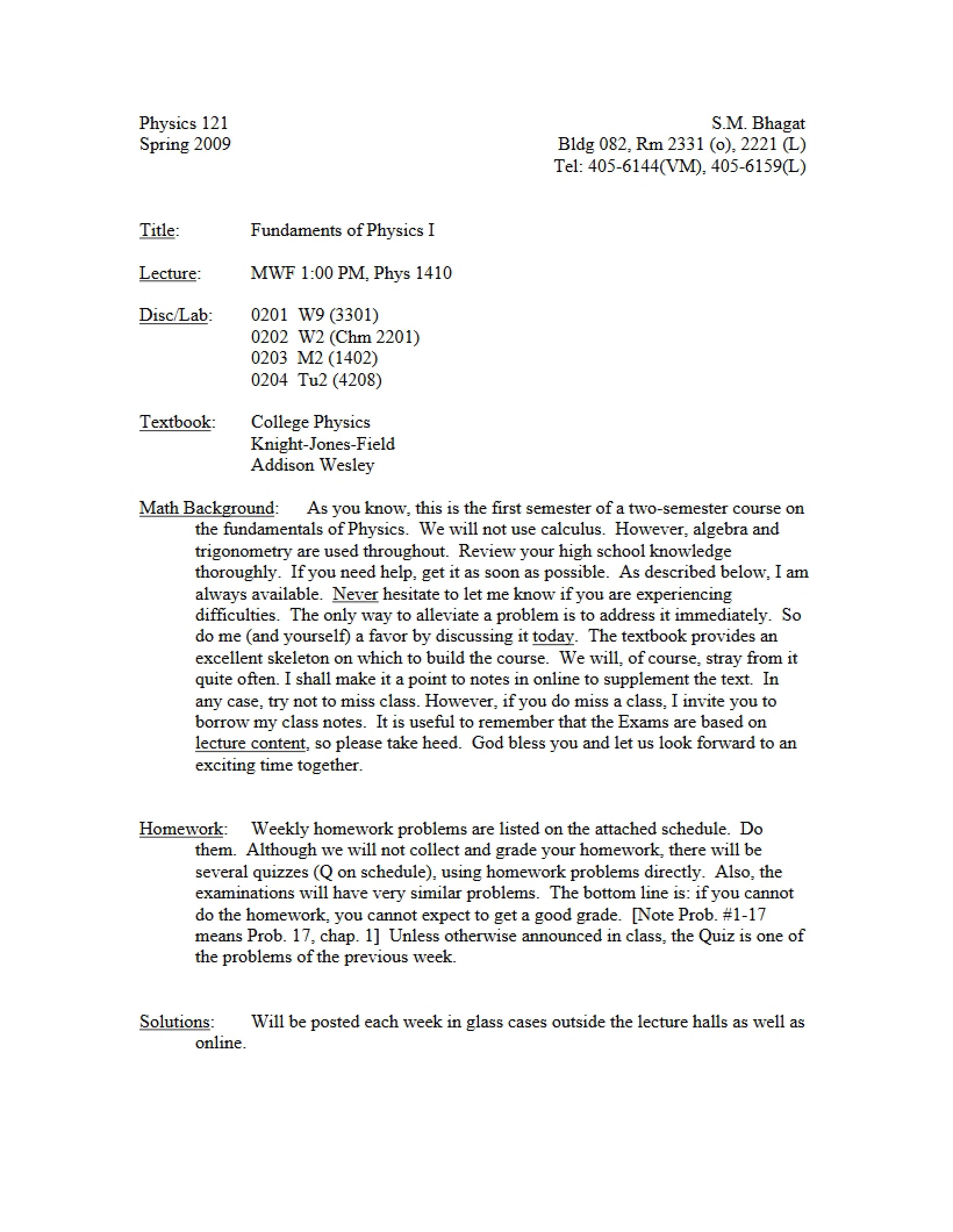 Course Syllabus