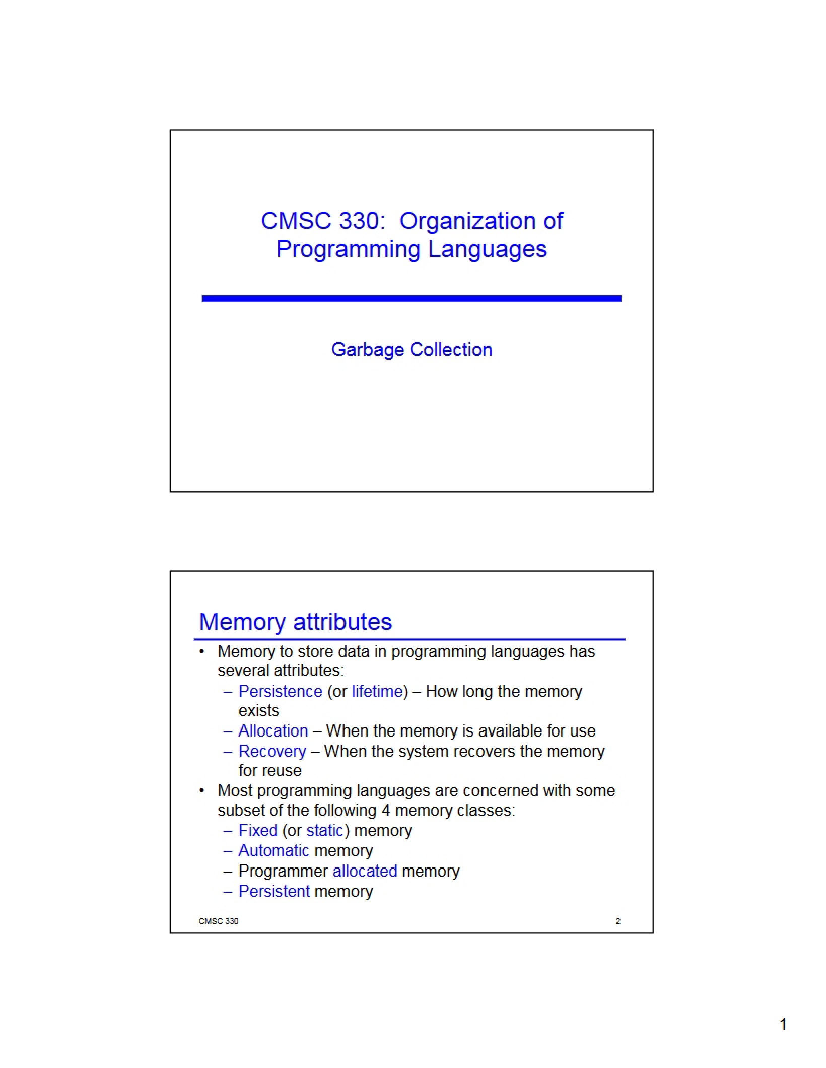 Garbage Collection Mechanisms