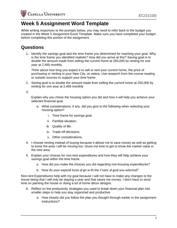Week 5 Assignment Word Template Draft
