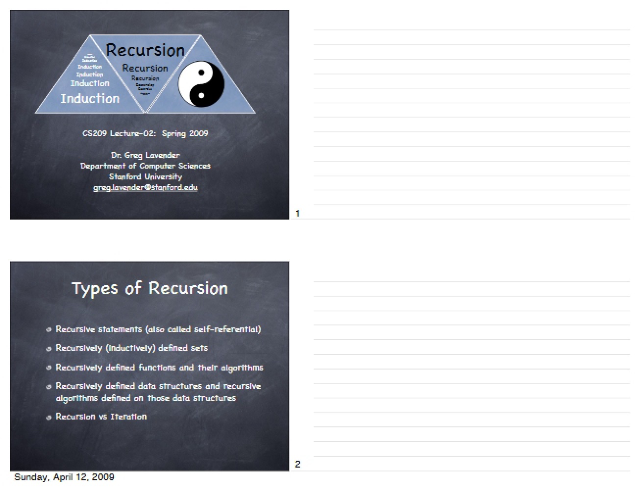 Recursion Lecture Notes