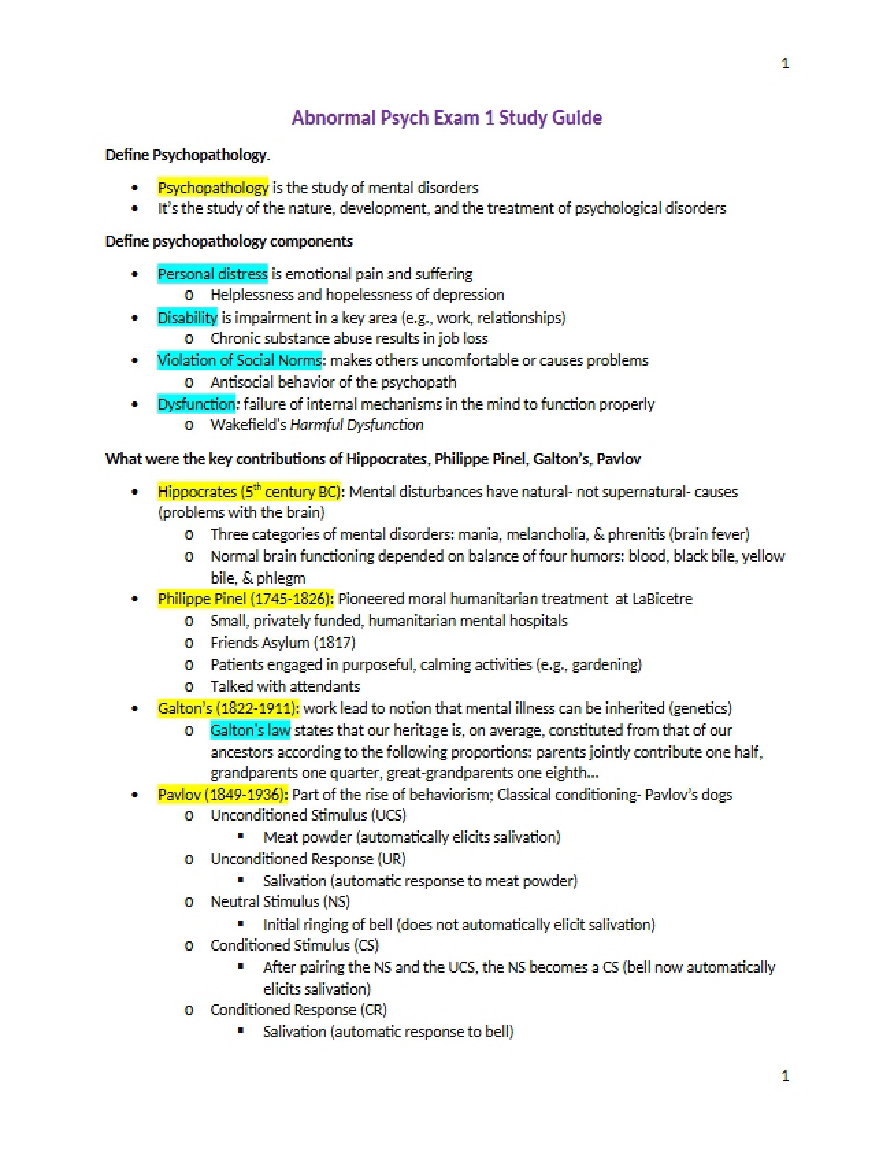 Study of Psychopathology