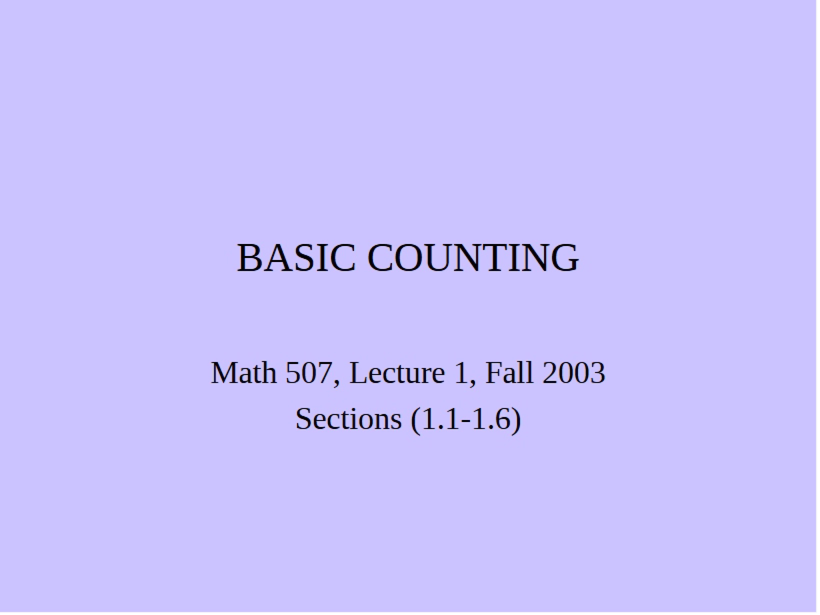 Counting Basics