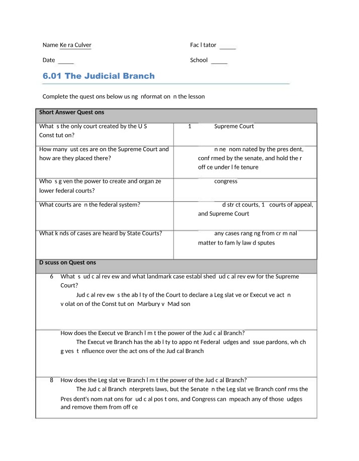 The Judicial Branch - Supreme Court and Judicial Review