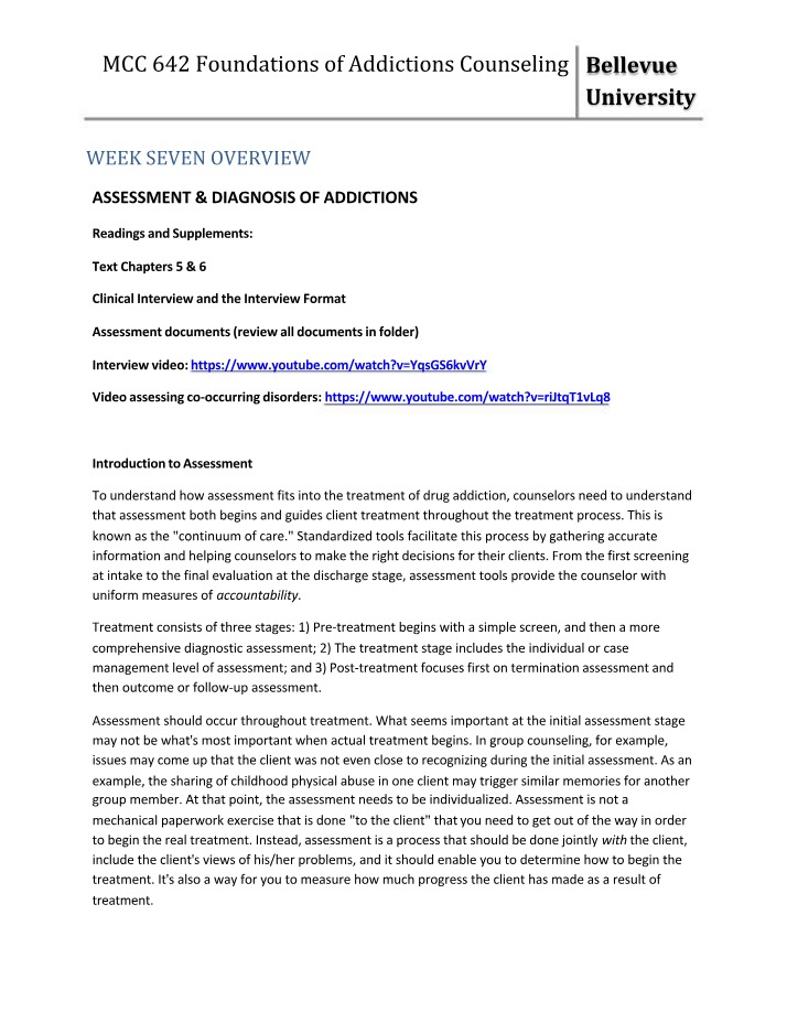 Assessment & Diagnosis of Addictions - A Guide