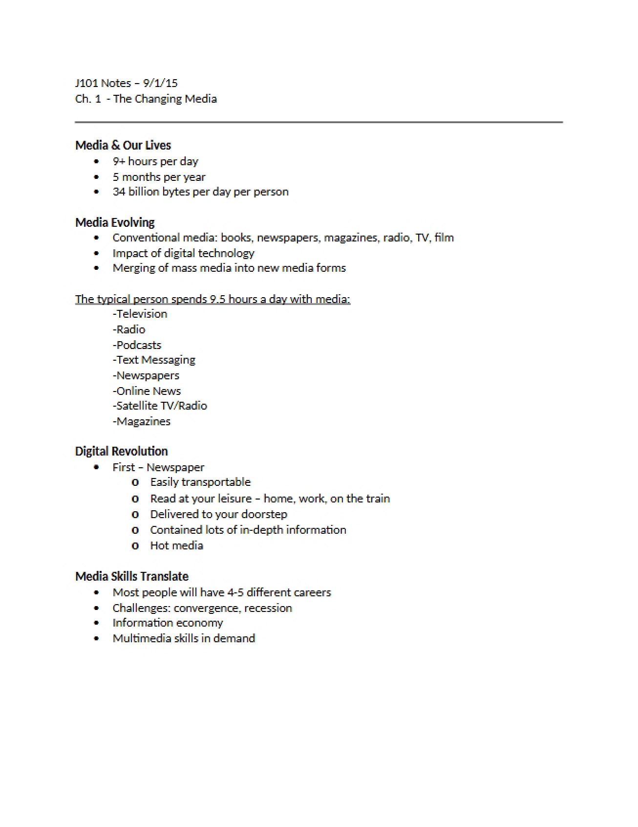 Changing Media Chapter One Part 1