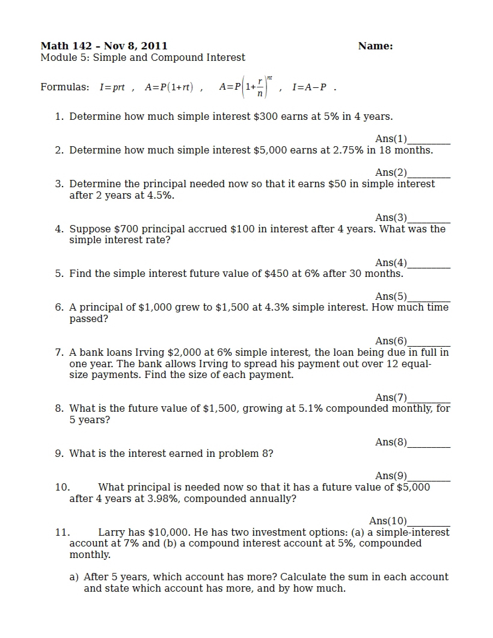 Module Five Compound and Simple Interest