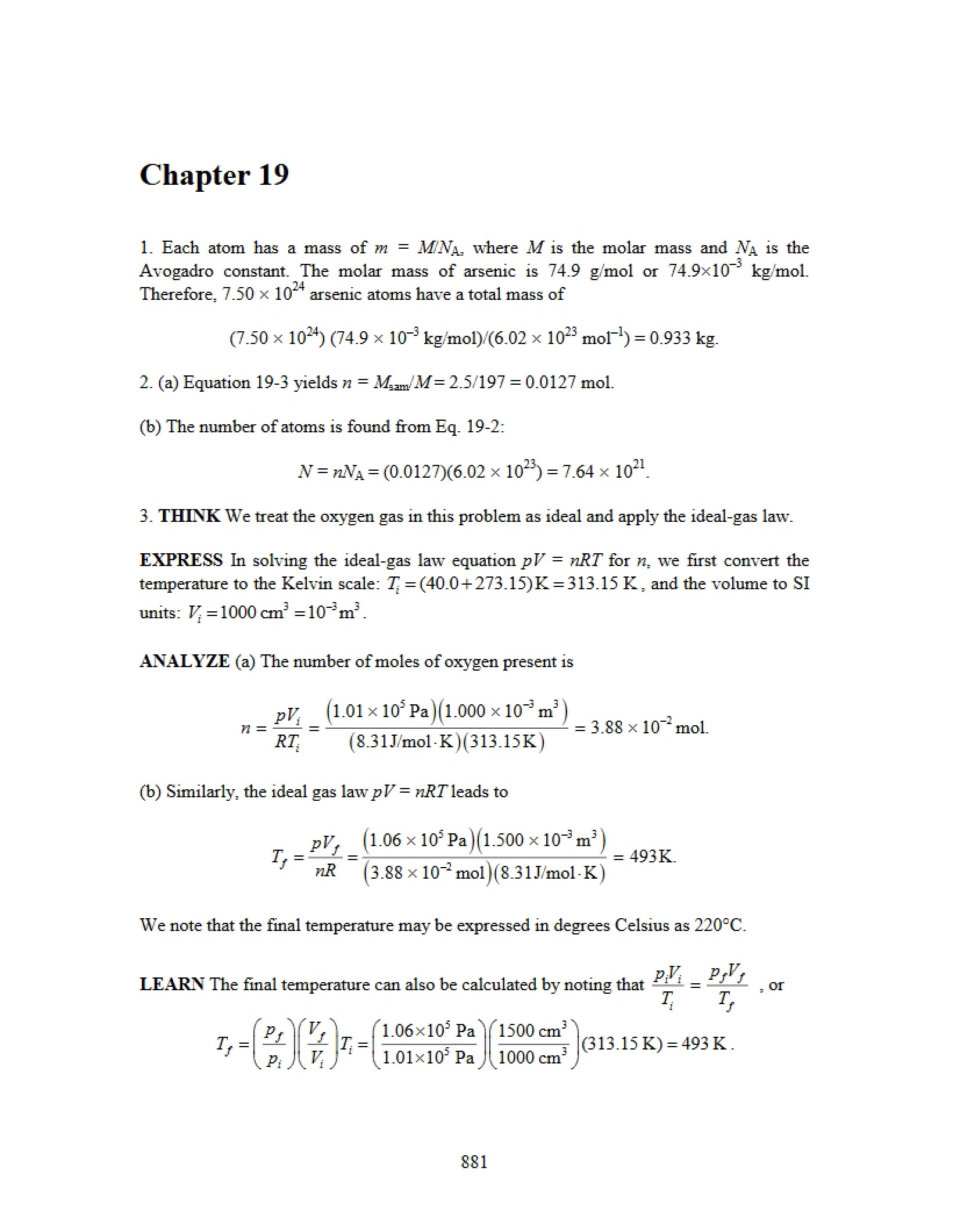 Physics II Chapter 19