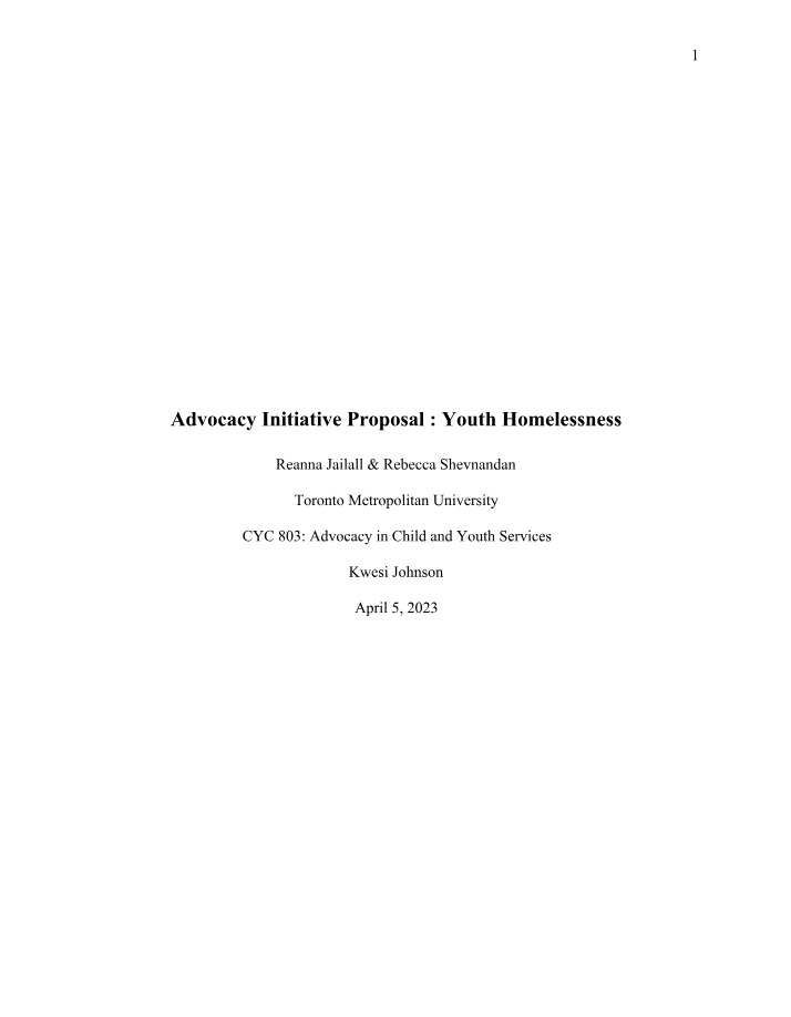Advocacy Initiative Proposal Part 2