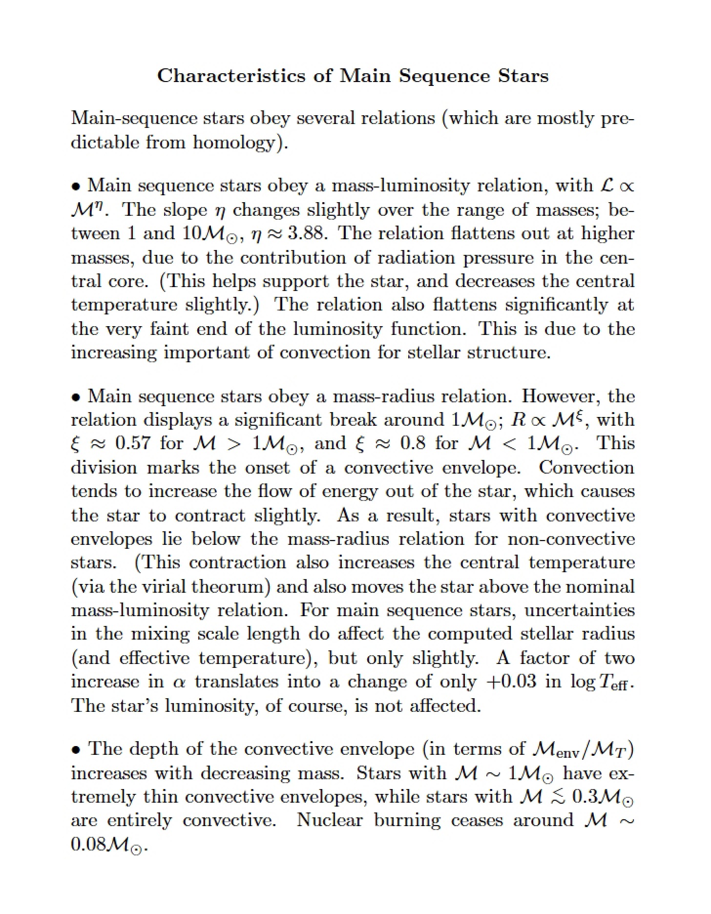 Main Sequence Star Traits