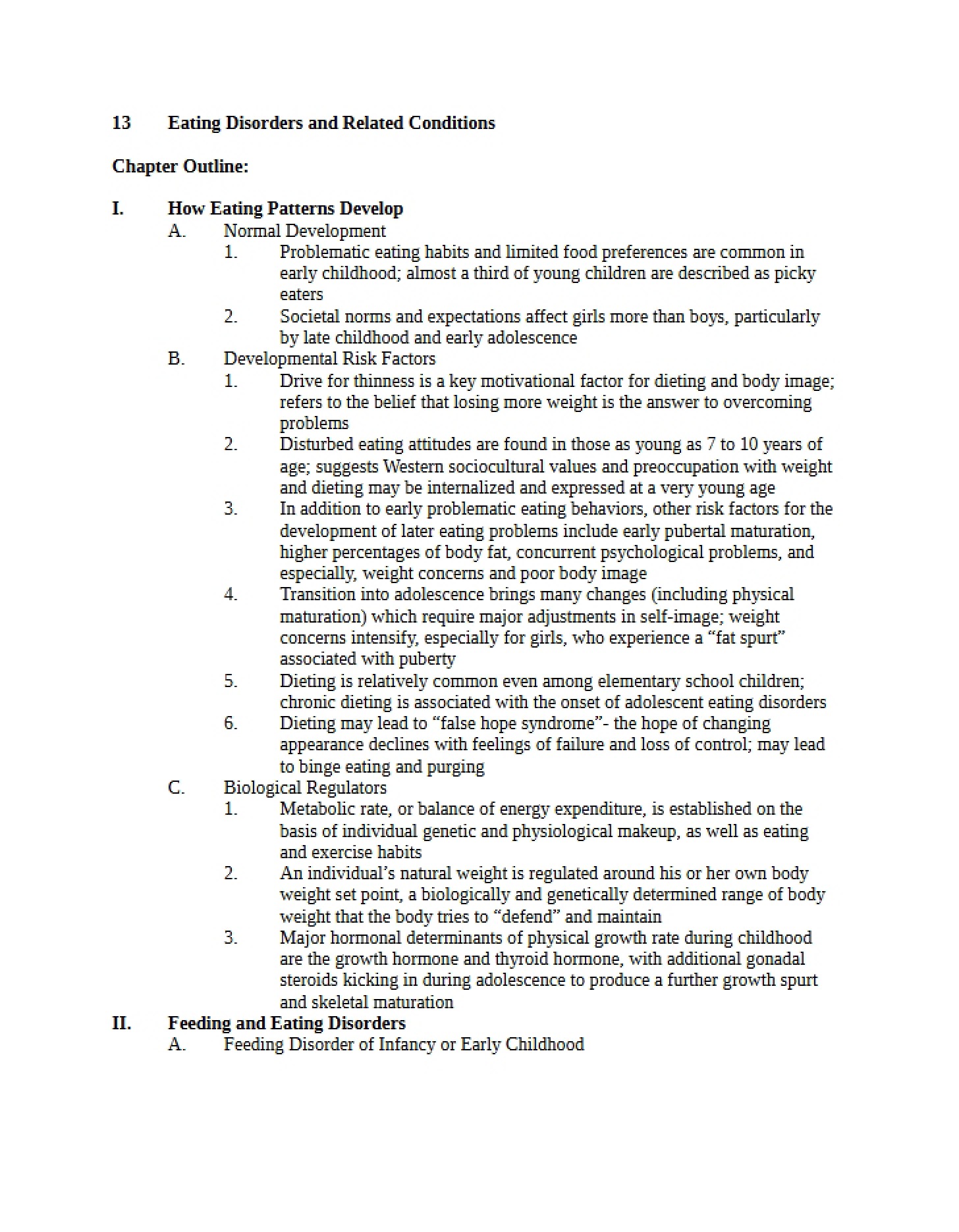 Conditions Related to Eating Disorders