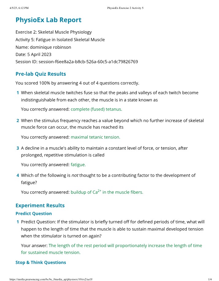 PhysioEx Lab Report Part 5