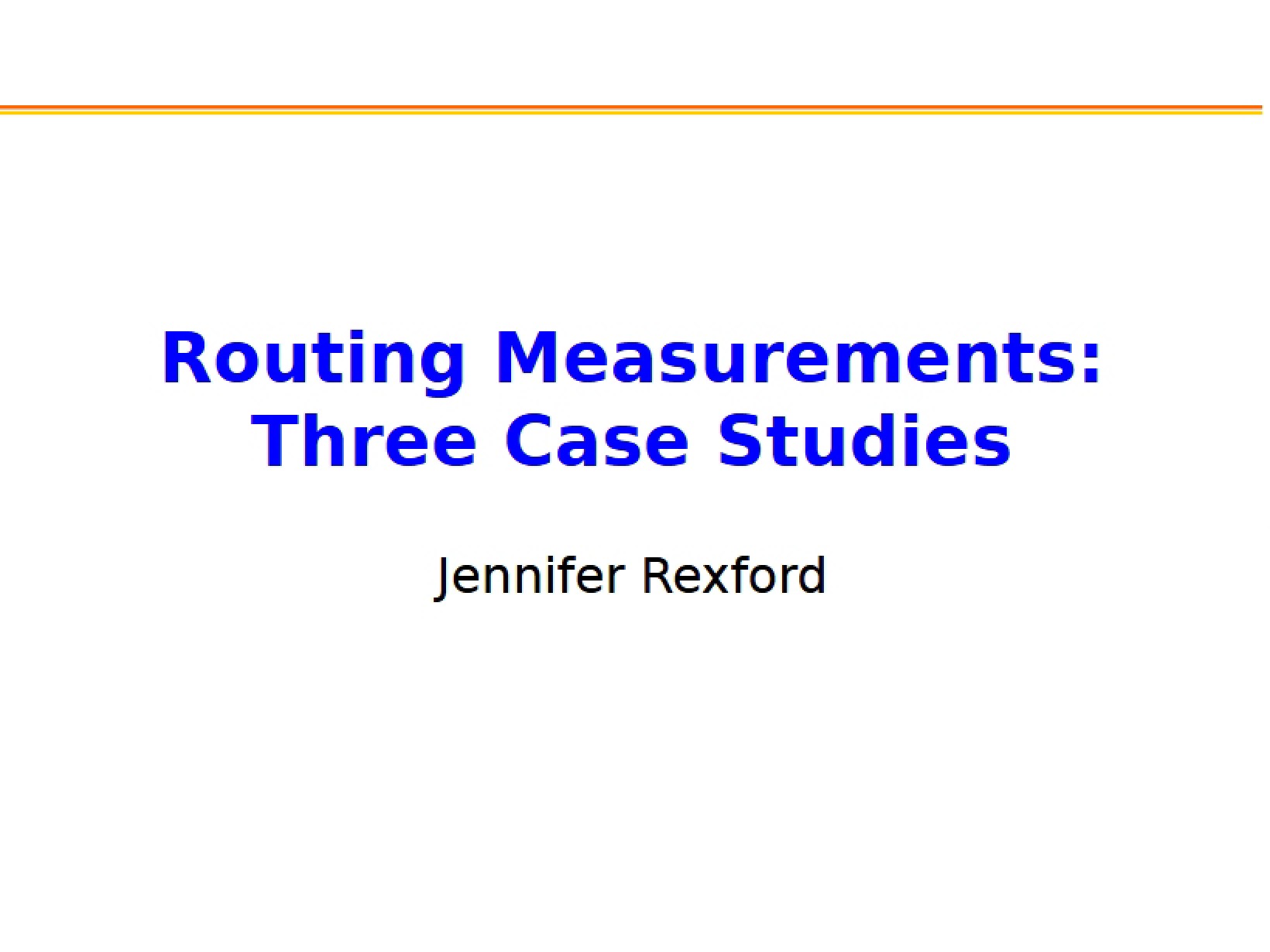 Measuring Routing