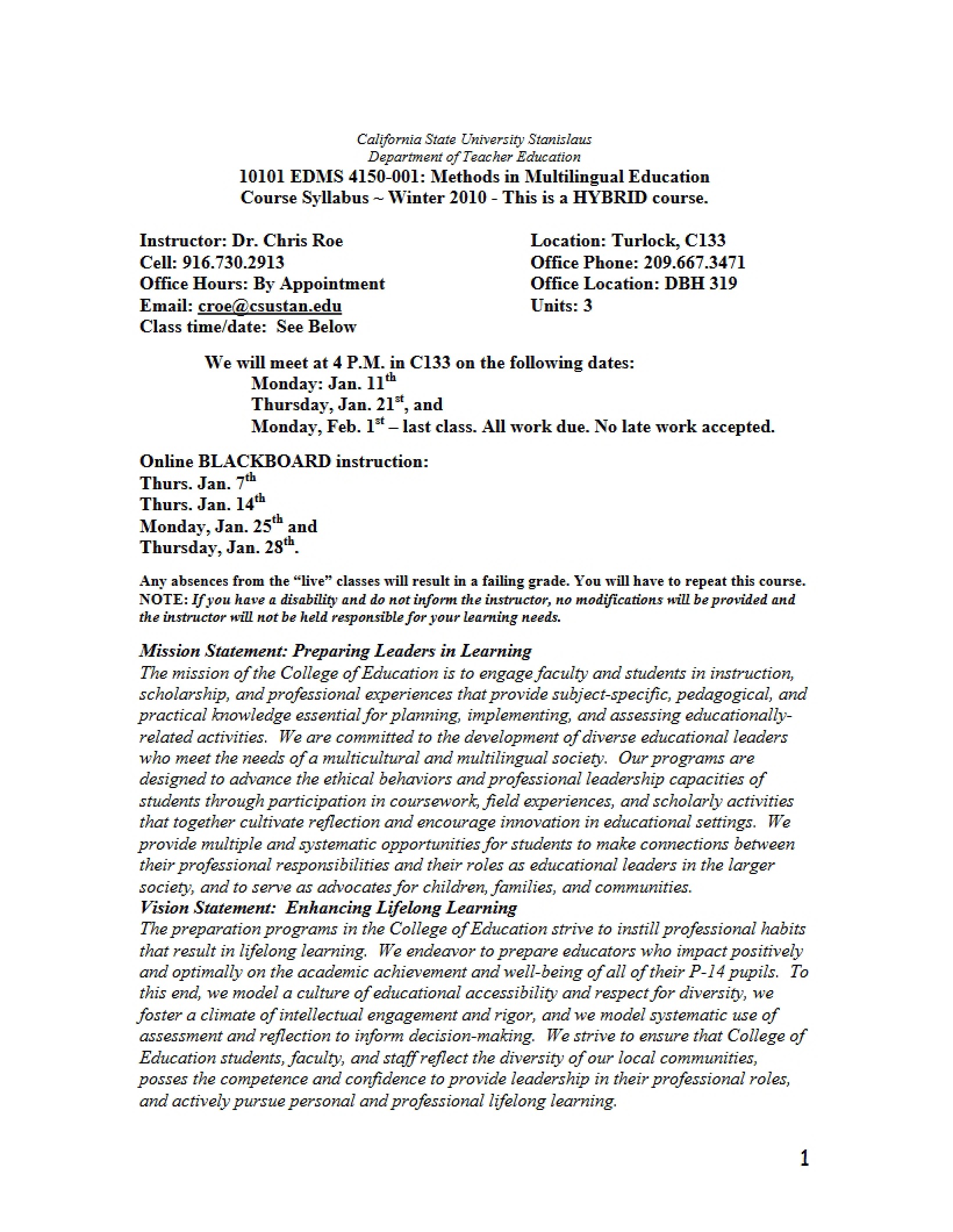 Multilingual Education Methods Syllabus