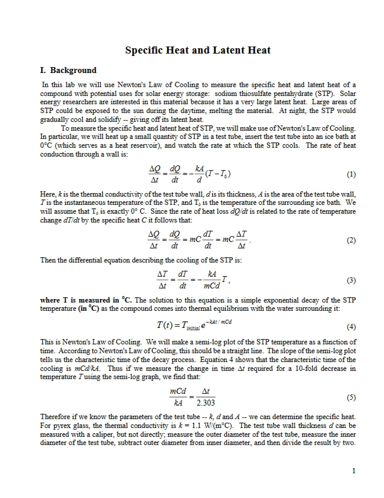 Latent Heat and Specific Heat