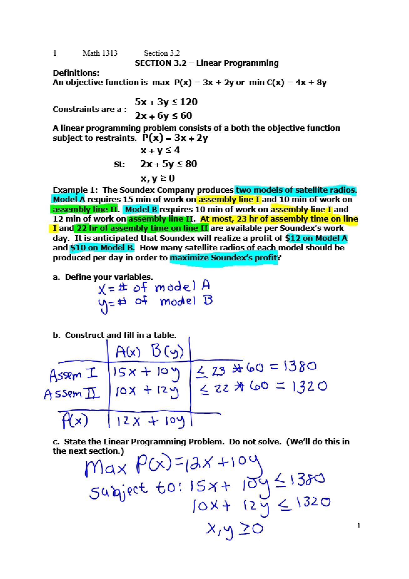 Programming Linear Methods (3.3)