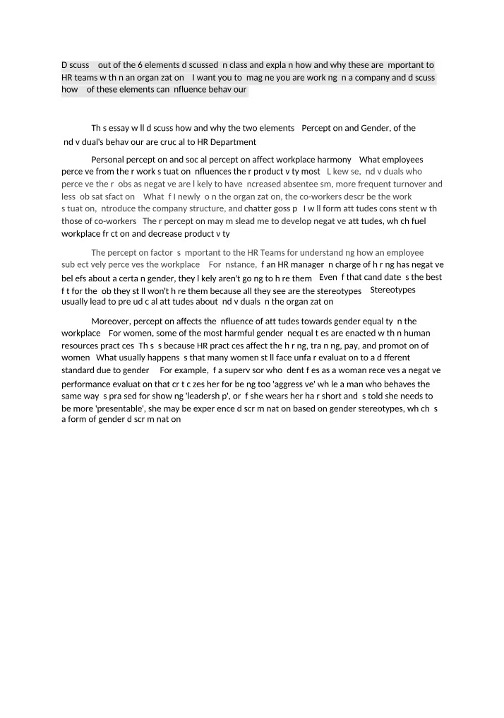 Importance of Gender and Perception in HR Influencing
