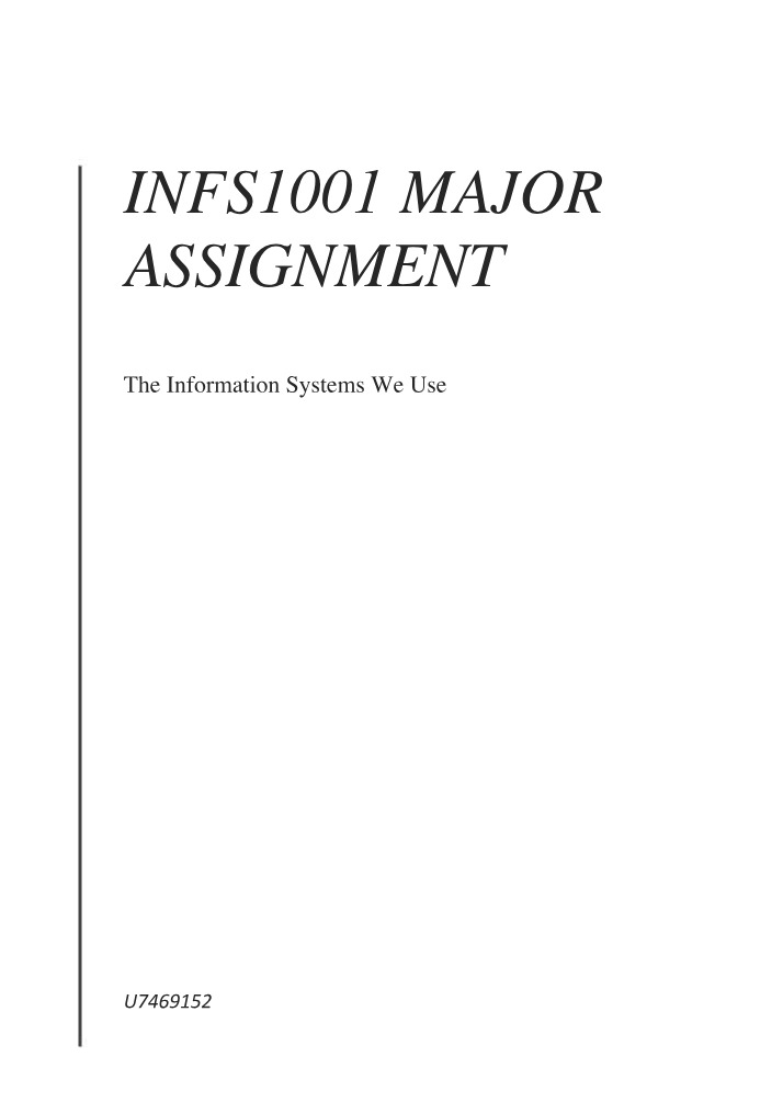 Major Assignment for INFS1001