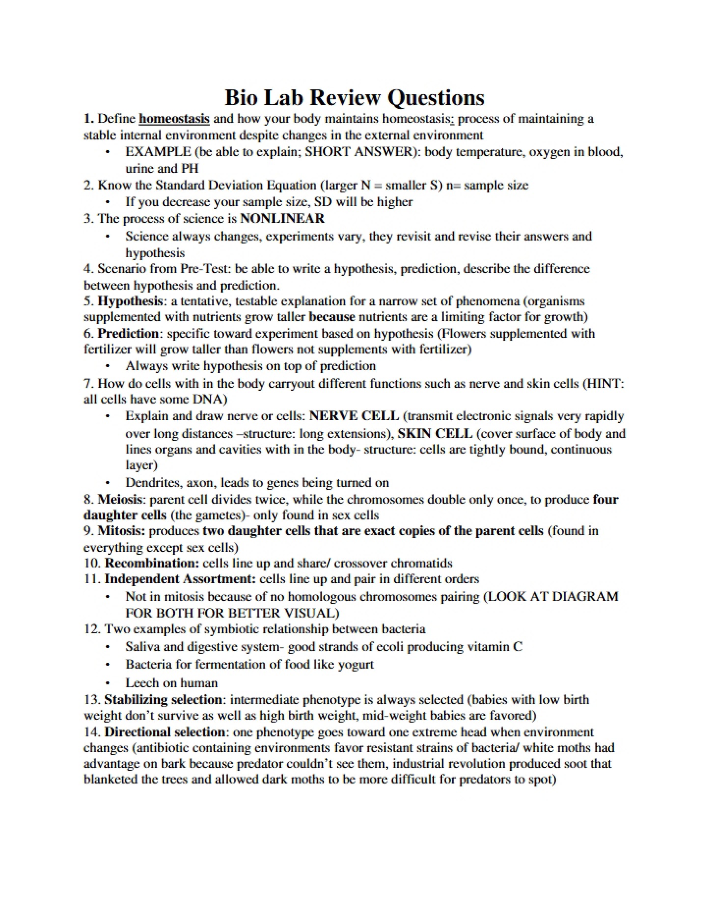 Practice Problems for the Biology Laboratory