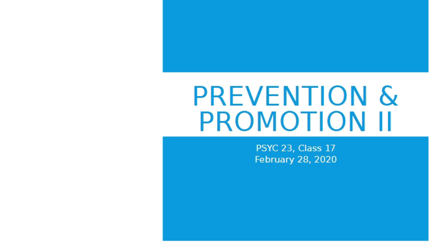 Promotion and Prevention Part 2