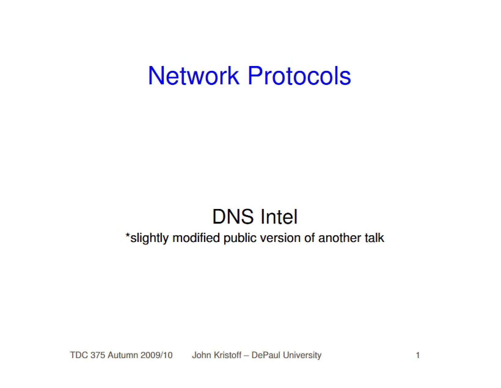 Intelligence on DNS