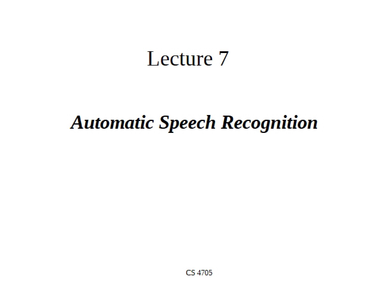 Recognition of Automatic Speech