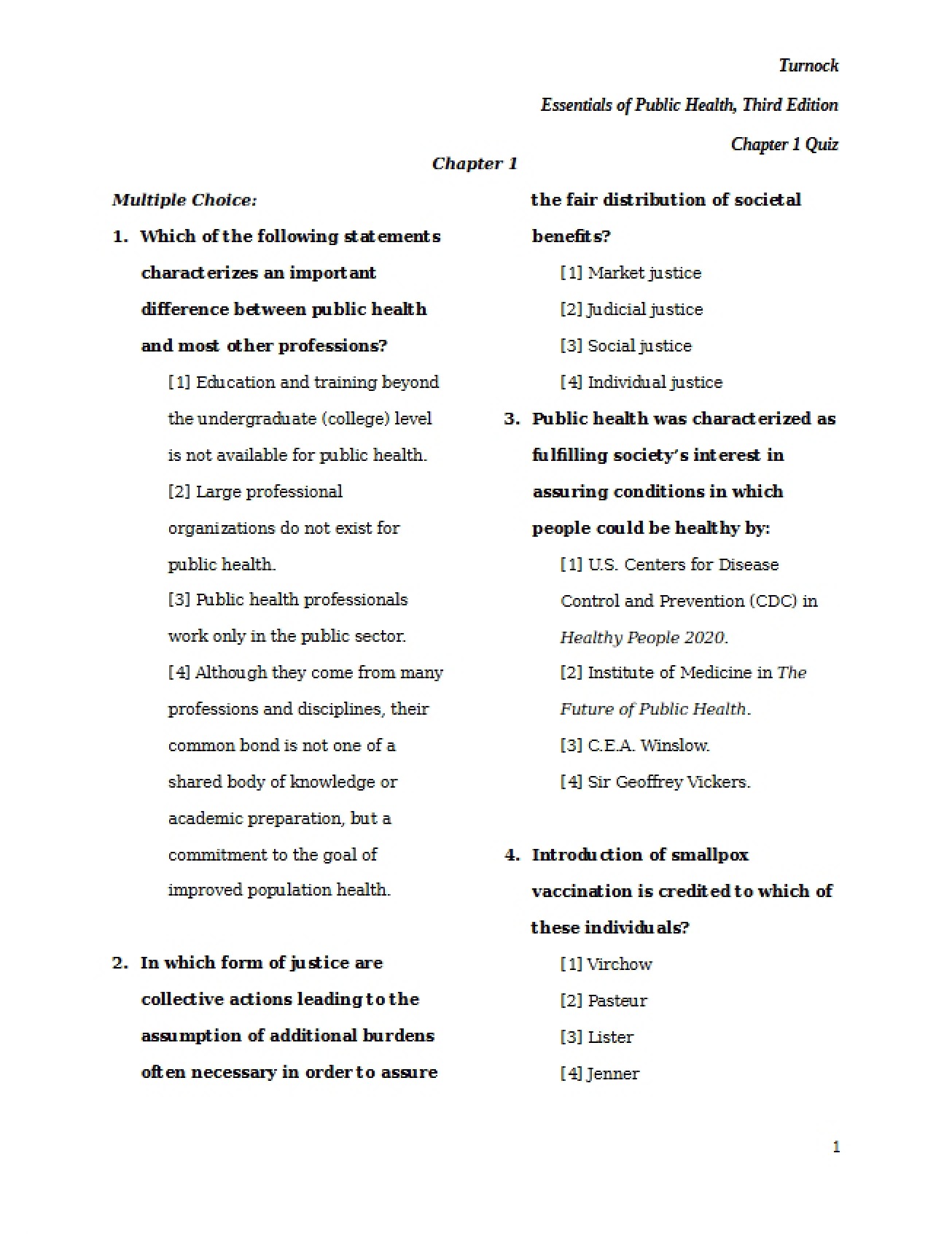 Chapter One Quiz Blank