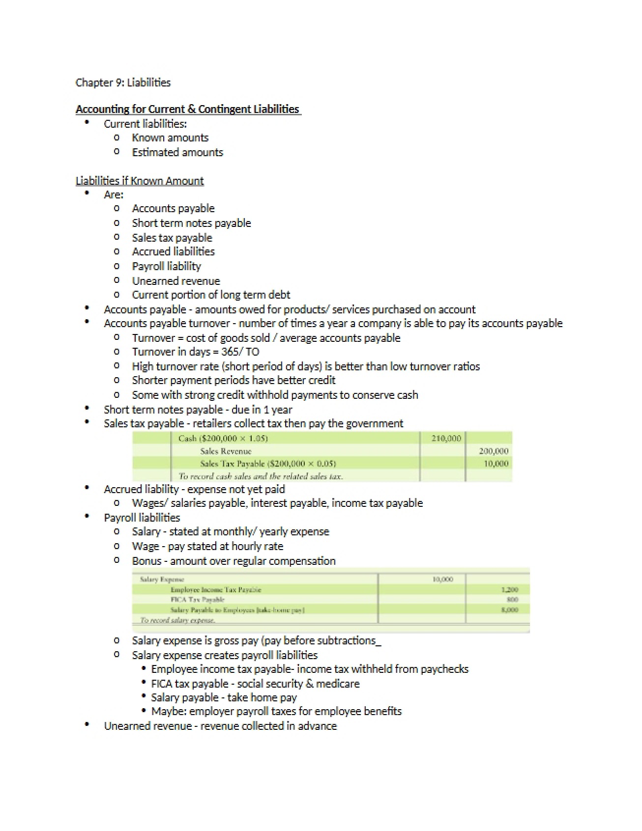 Liabilities Overview (Chapter 9)
