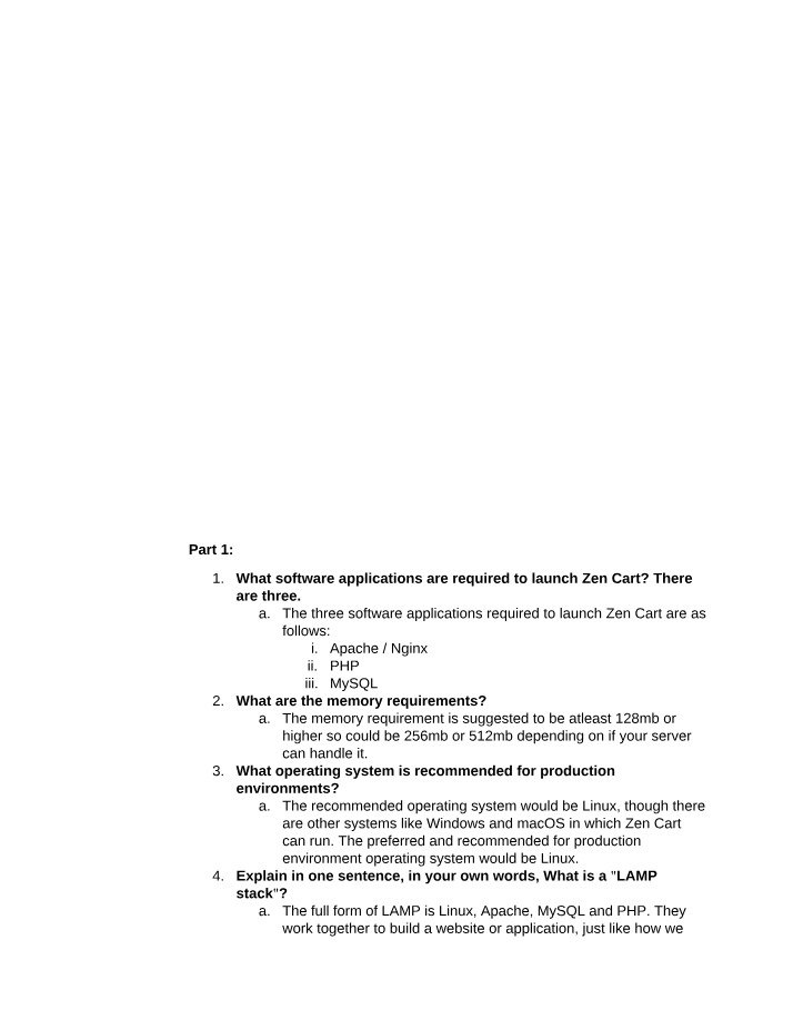 Zen Cart Software - Memory Requirements