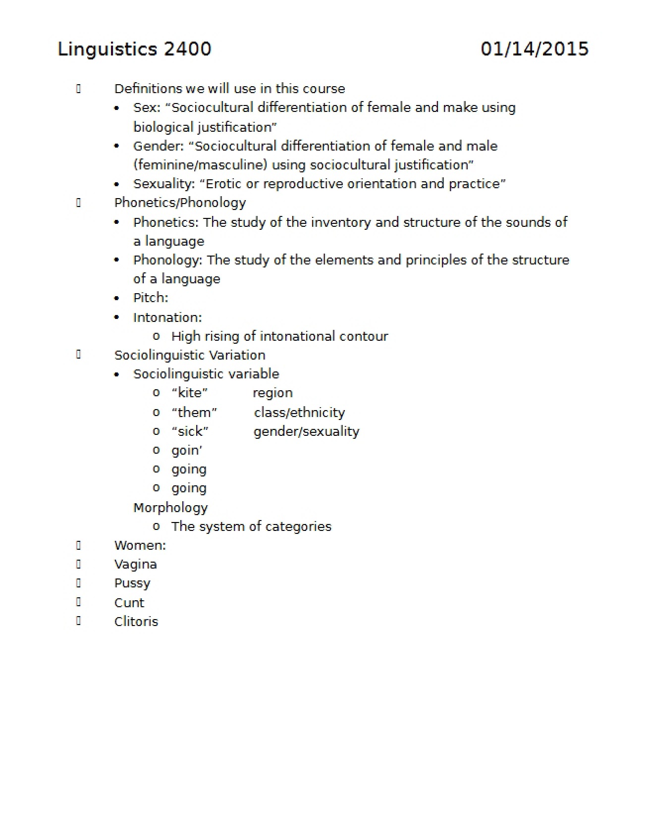 Linguistics 2400