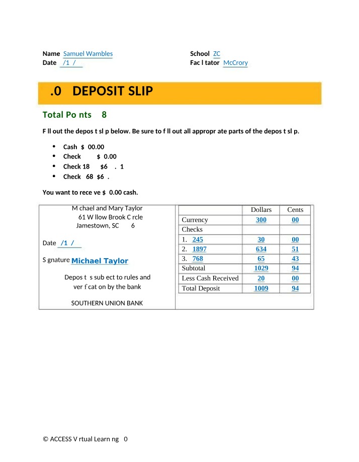 Deposit Slip Exercise 04-02