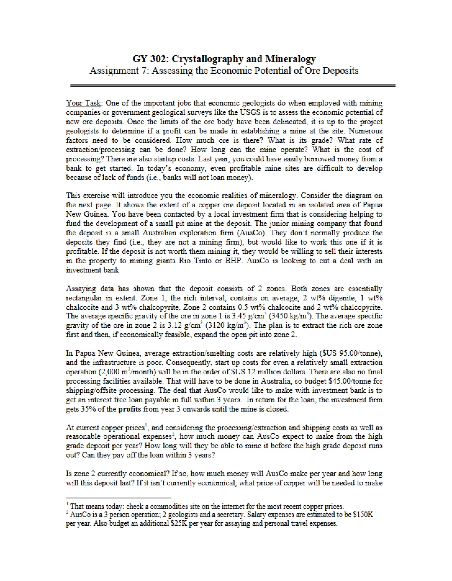 Economic Assessment of Ore Deposits