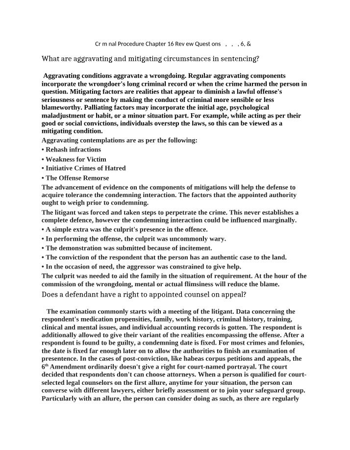 Chapter 16 Review Questions - Criminal Procedure