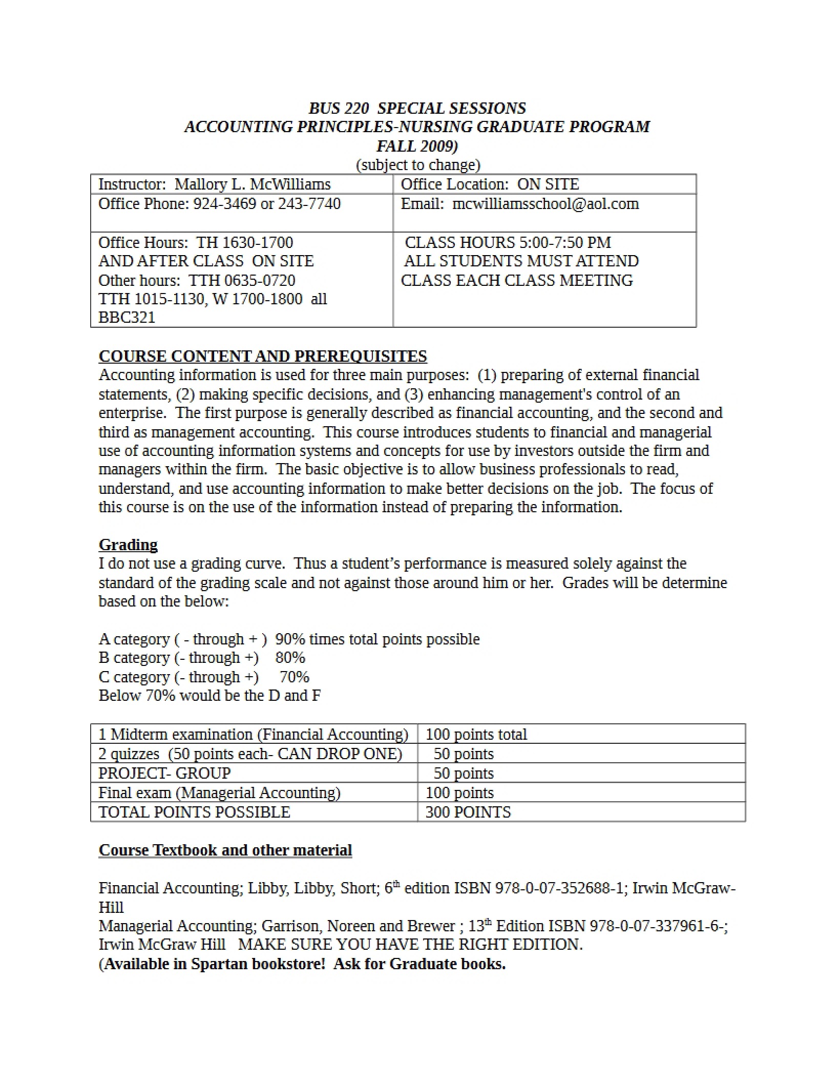 Financial and Managerial Accounting Syllabus