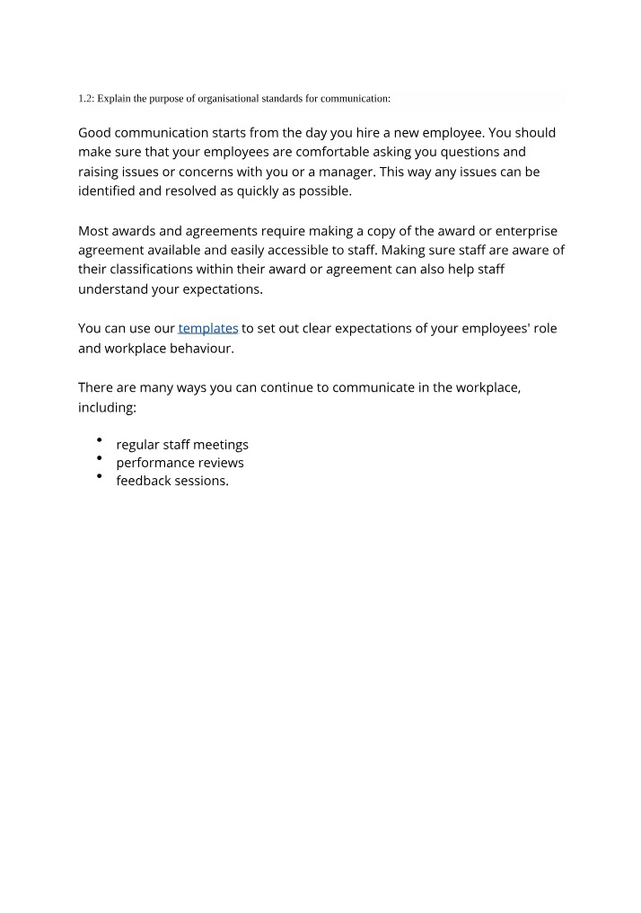 Organizational Communication Standards