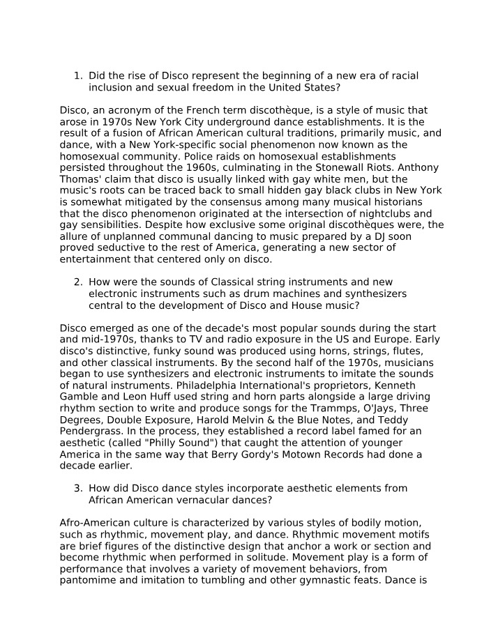 Disco - Racial Inclusion and Sexual Freedom in the US