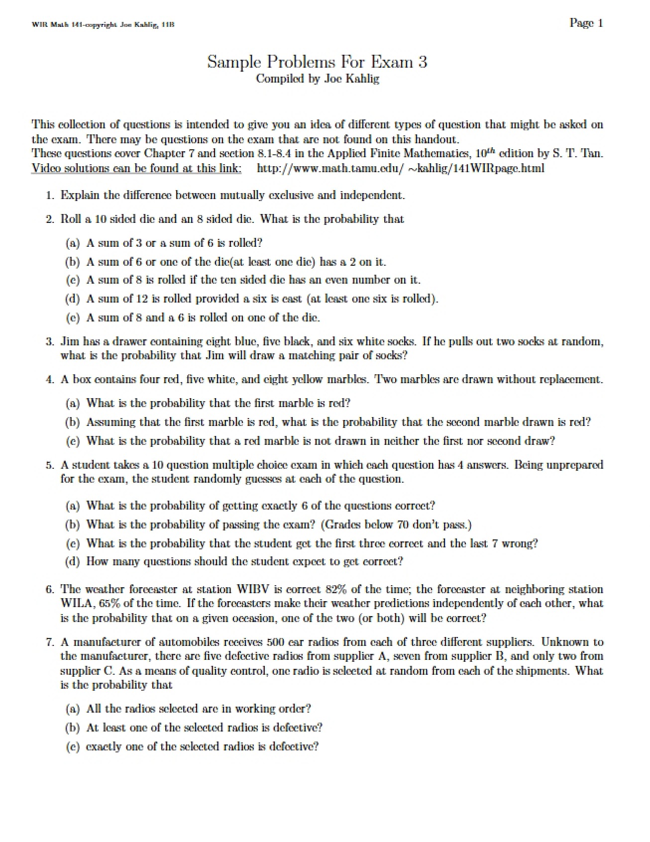 Exam 3 Questions