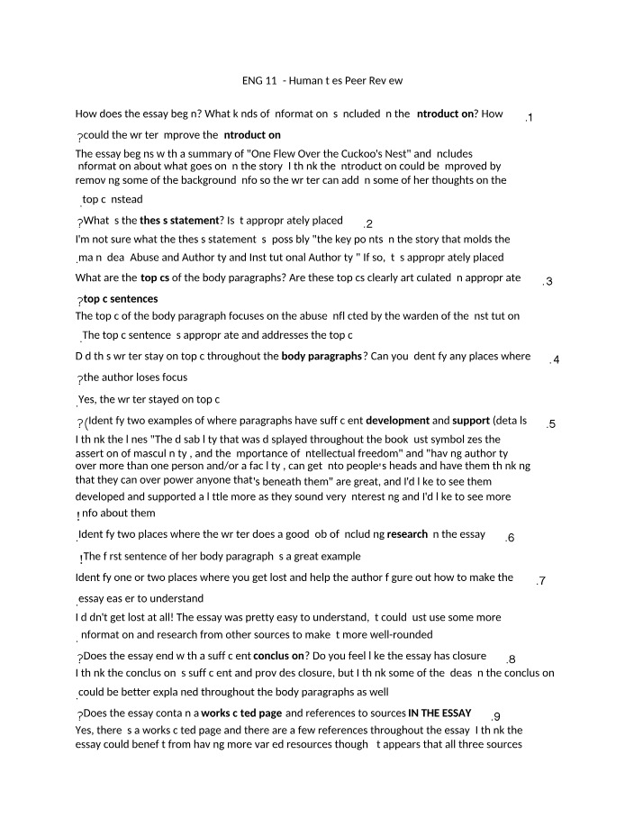 Improving the Introduction - One Flew Over the Cuckoo's Nest