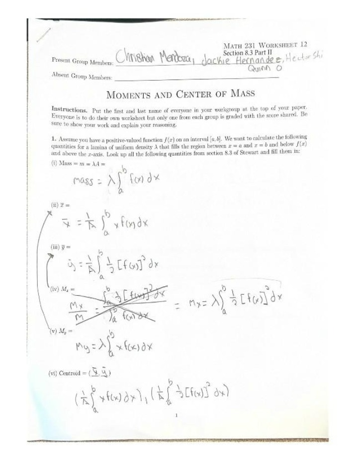 Worksheet 12 for MATH 231