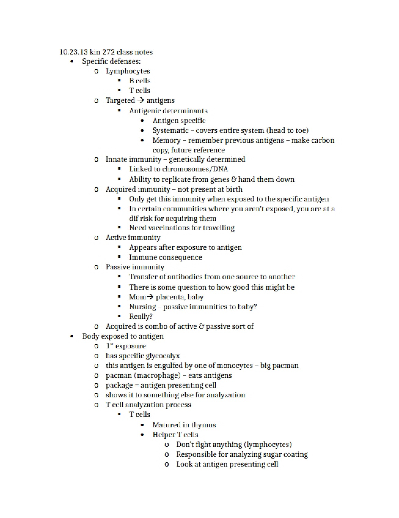 Class Notes from October 23, 2013