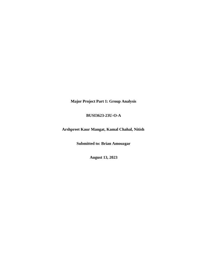 BUSINESS100 - Major Project Part 1