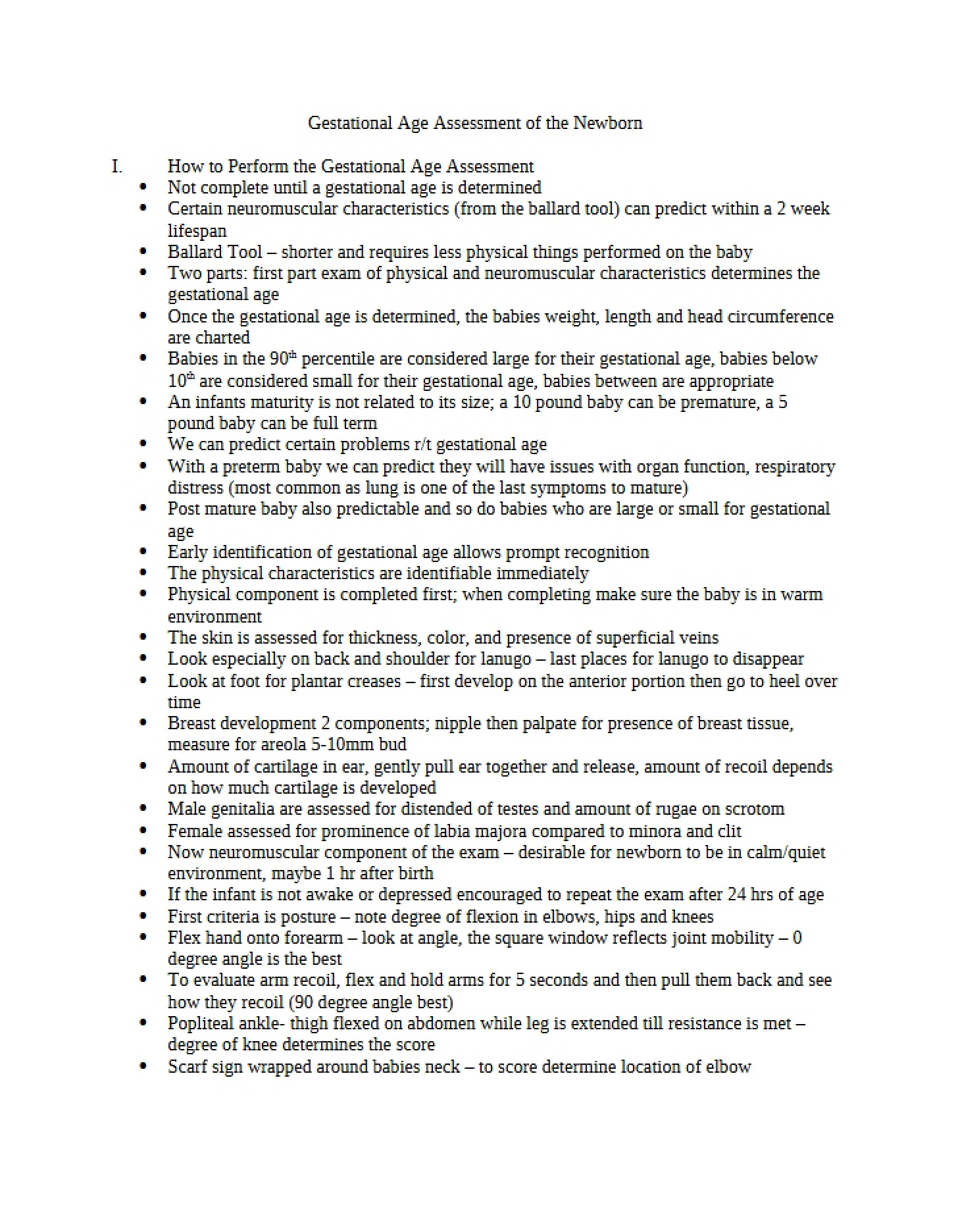 Newborn Assessment Gestational Age