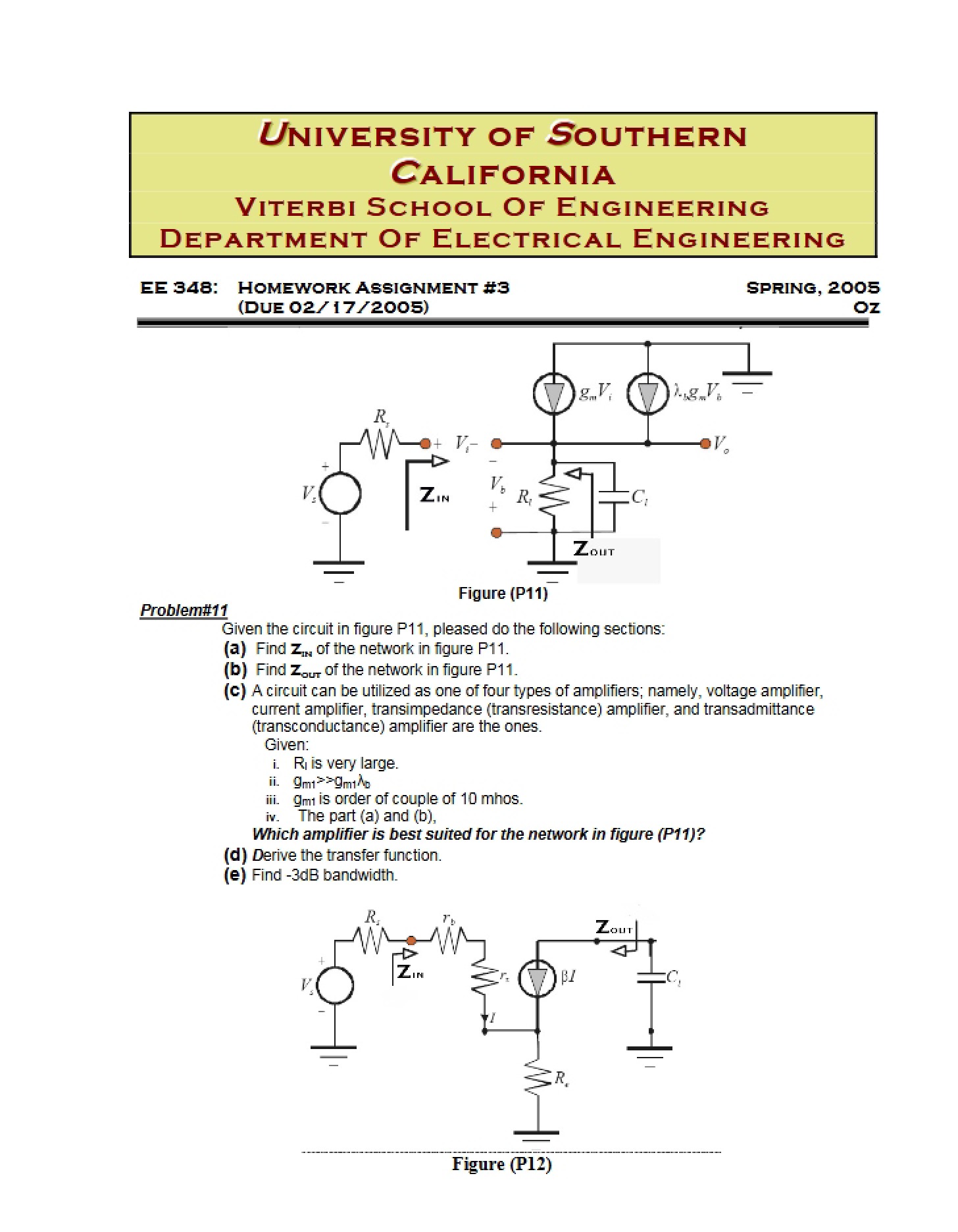 Homework 03 (Spring 05)